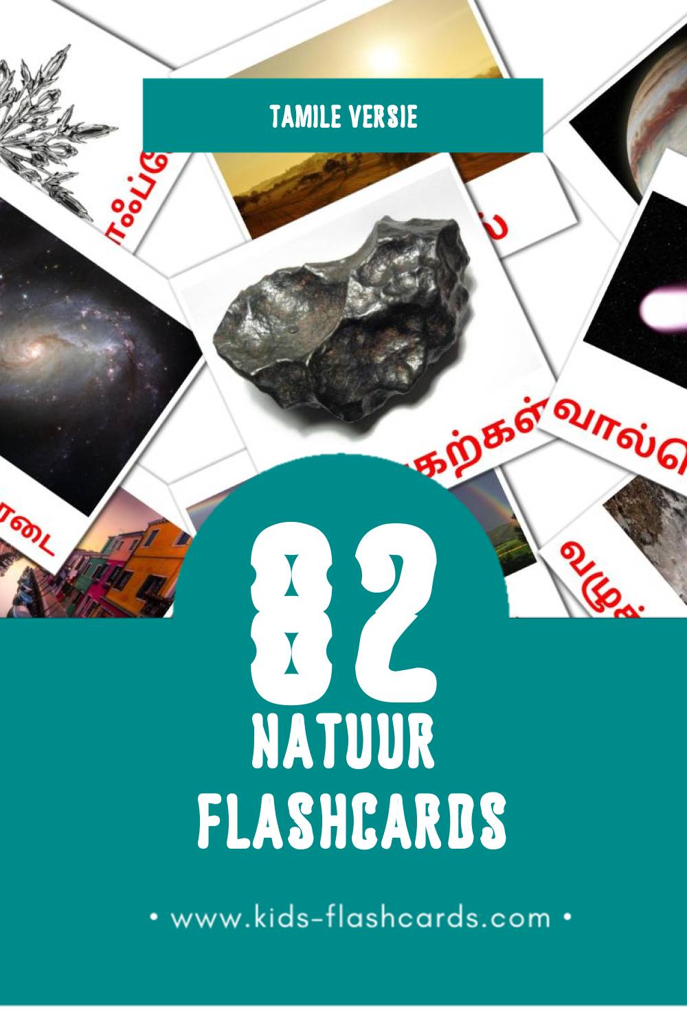 Visuele இயற்கை Flashcards voor Kleuters (82 kaarten in het Tamil)
