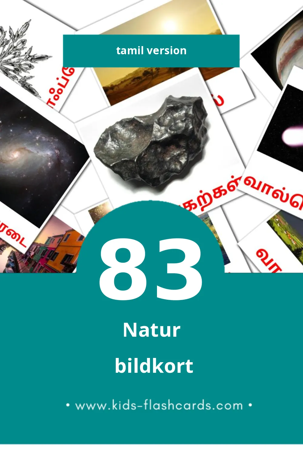 Visuella இயற்கை för småbarn (83 bildkort för barn på Tamil)