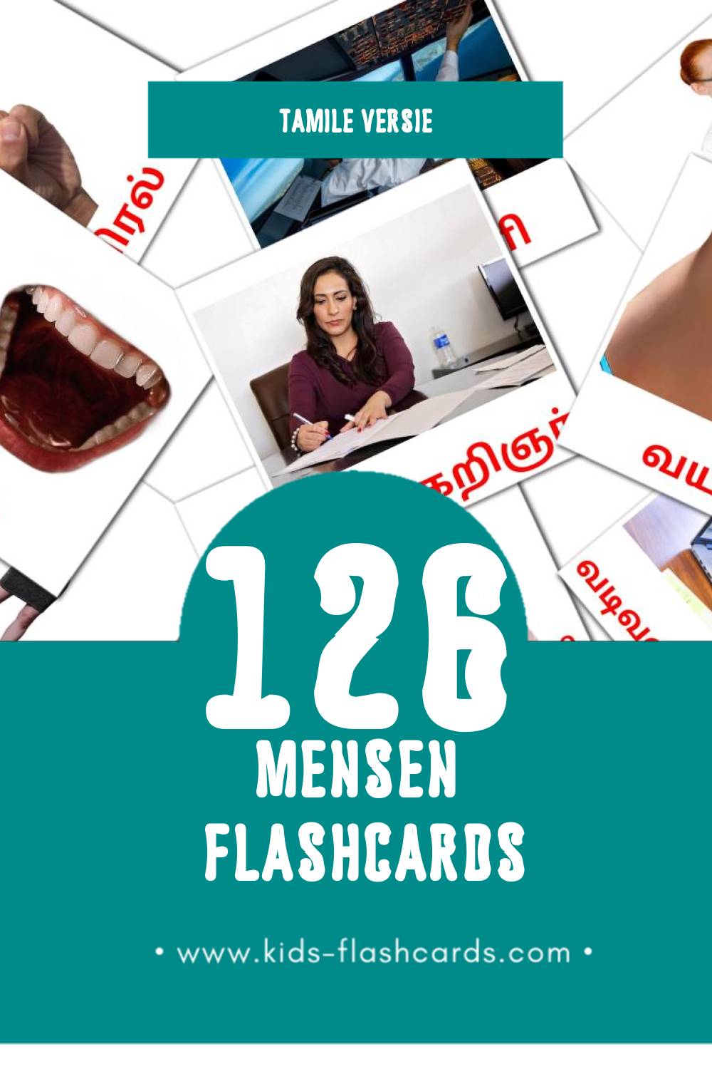 Visuele மக்கள் Flashcards voor Kleuters (126 kaarten in het Tamil)