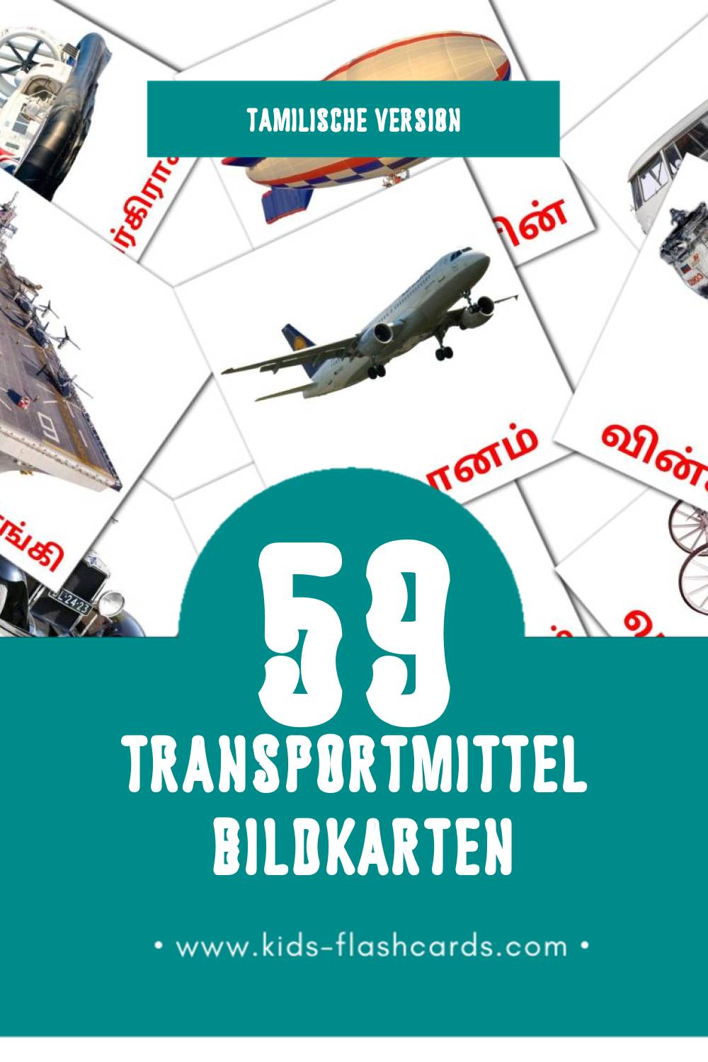 Visual போக்குவரத்து Flashcards für Kleinkinder (46 Karten in Tamilisch)