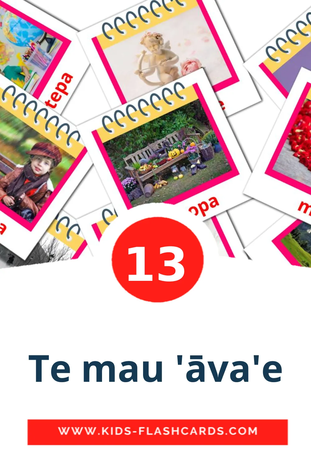 13 Cartões com Imagens de Te mau 'āva'e para Jardim de Infância em taitiano