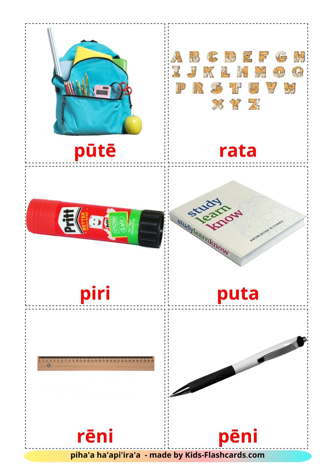 Föremål i klassrummet  - tahitiska gratis tahitiska billedkort for børn til udskrivning