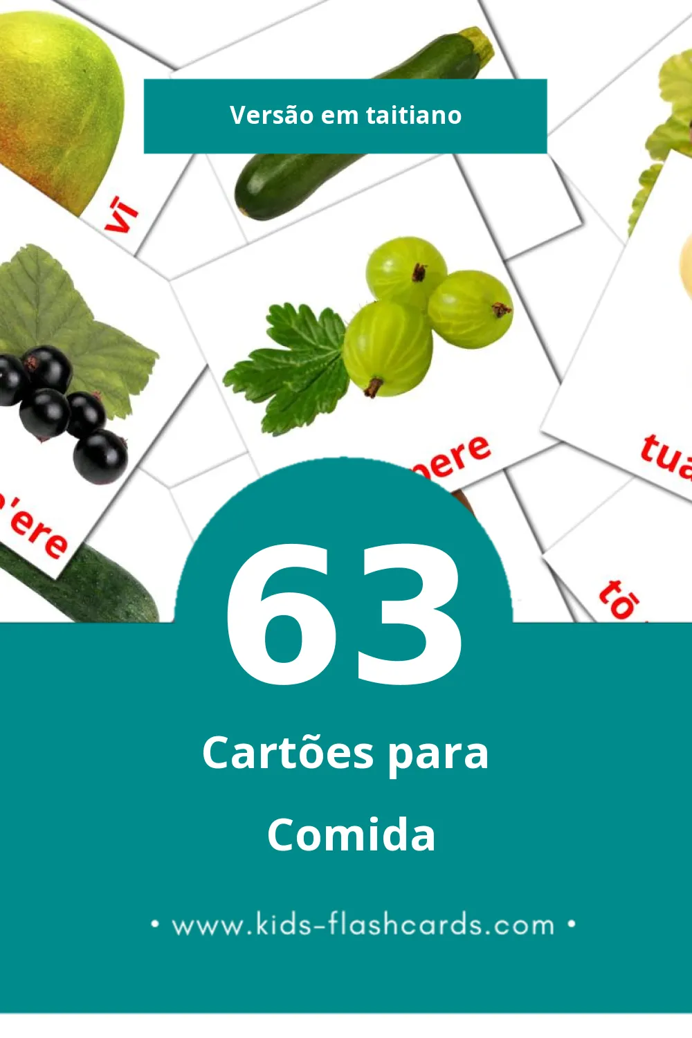 Flashcards de Mā'a Visuais para Toddlers (63 cartões em Taitiano)