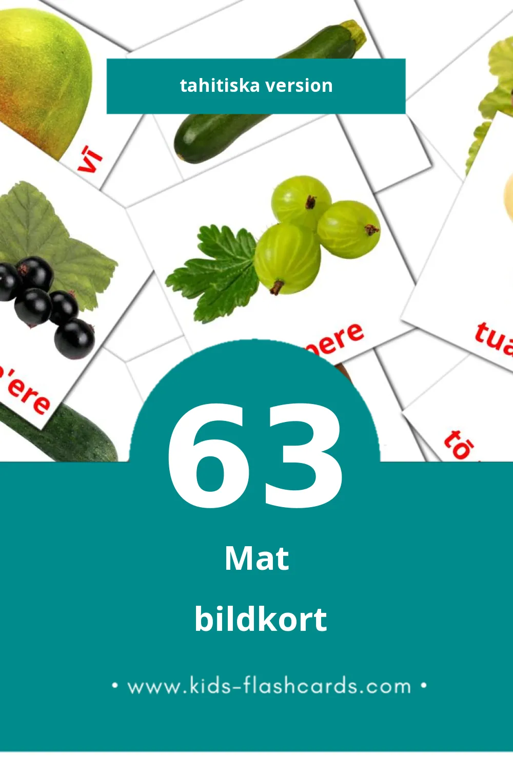 Visuella Mā'a för småbarn (63 bildkort för barn på Tahitiska)