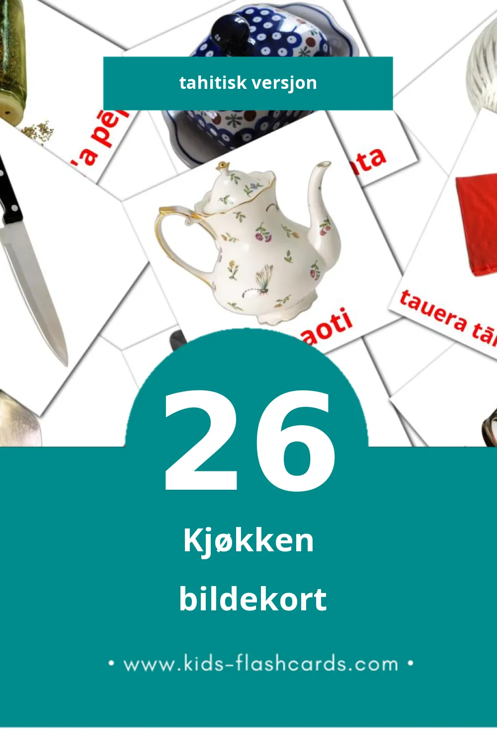 Visuelle Fare tūtu bildekort for småbarn (26 kort på Tahitisk)