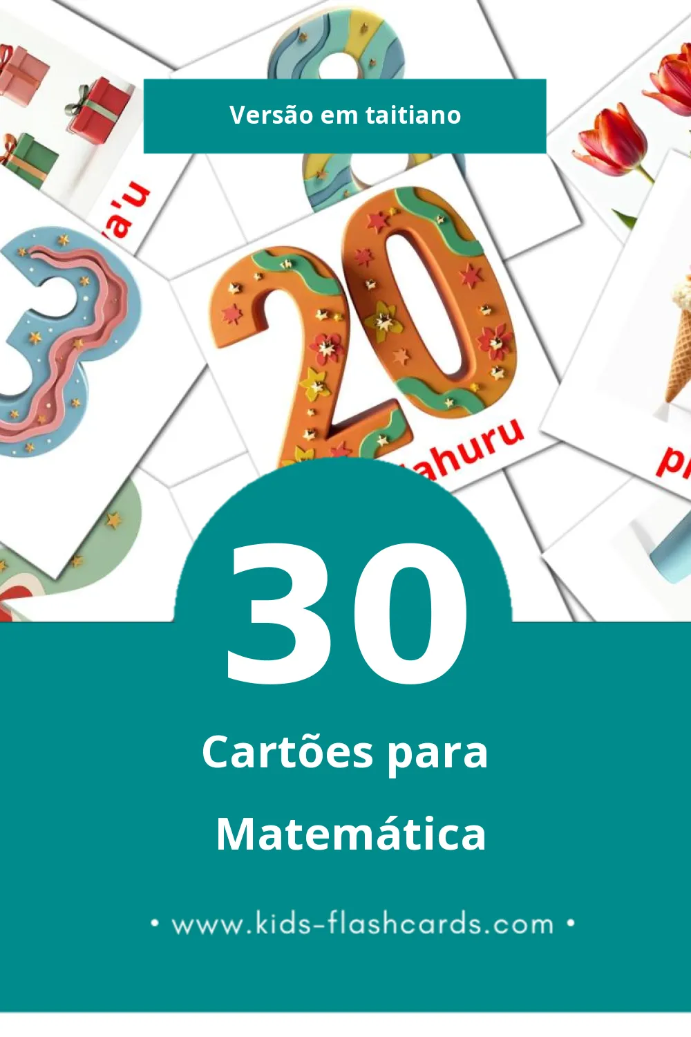Flashcards de Matemātita Visuais para Toddlers (30 cartões em Taitiano)