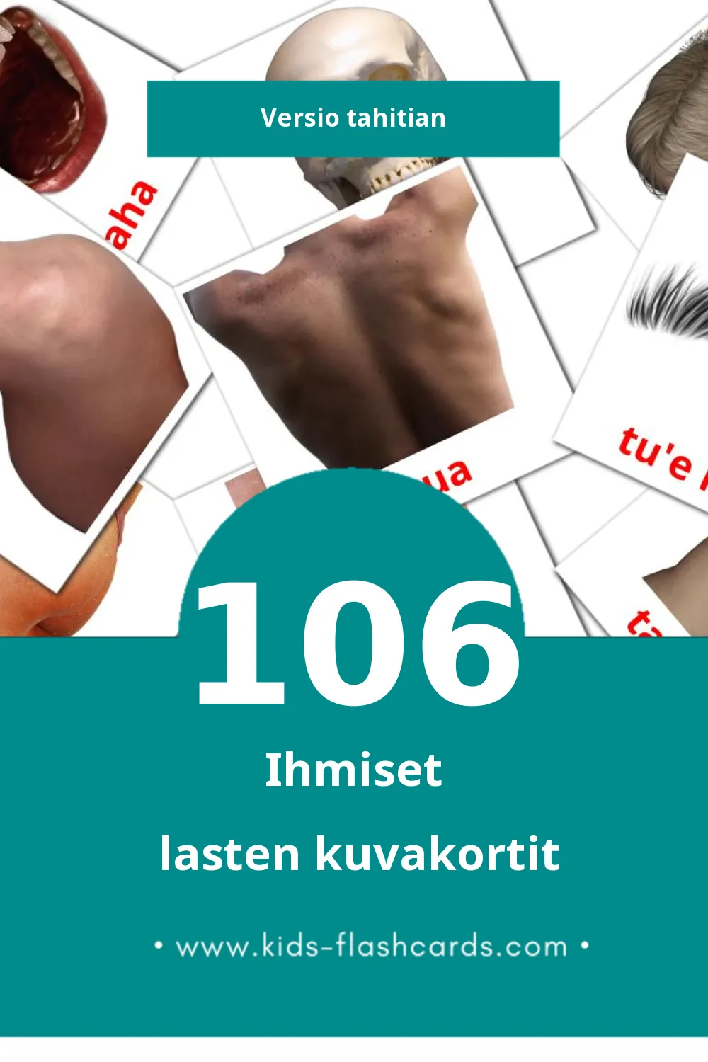 Te ta'ata lasten kuvakortit pikkulapsille (106 korttia Tahitianksi)