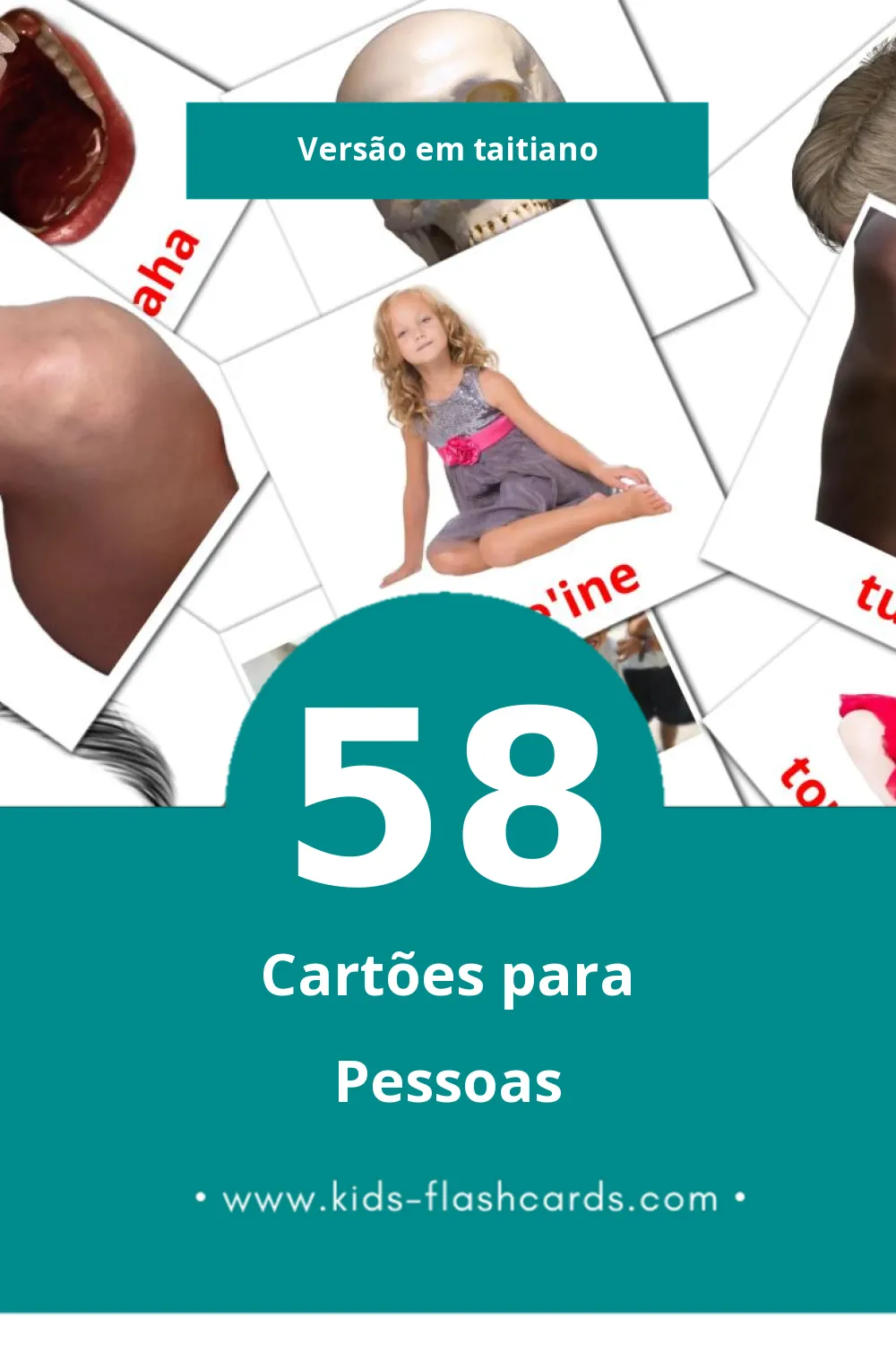 Flashcards de Te ta'ata Visuais para Toddlers (58 cartões em Taitiano)