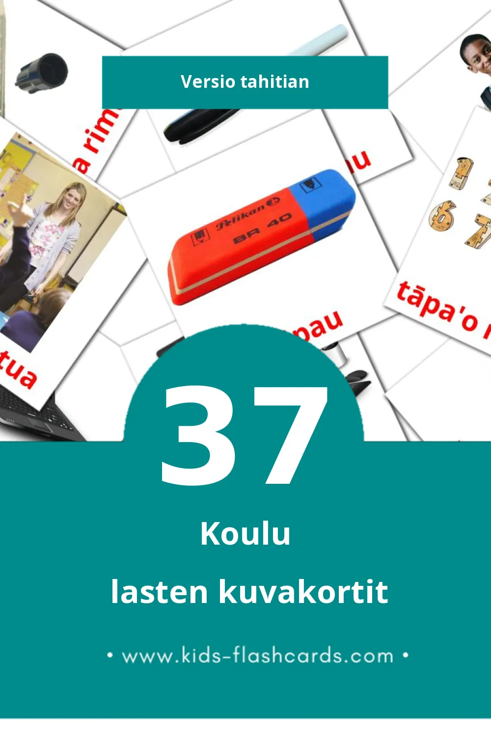 punavai plaine lasten kuvakortit pikkulapsille (37 korttia Tahitianksi)