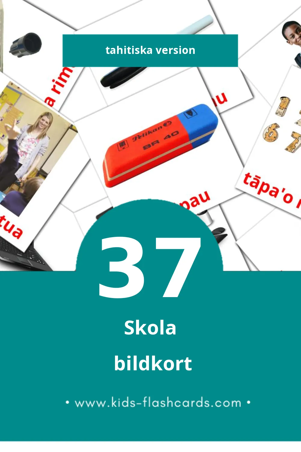 Visuella punavai plaine för småbarn (37 bildkort för barn på Tahitiska)