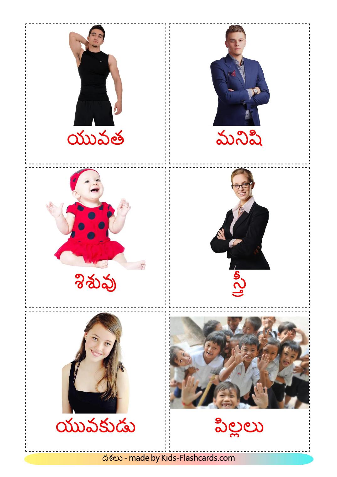 Stages - 12 Free Printable telugu Flashcards 