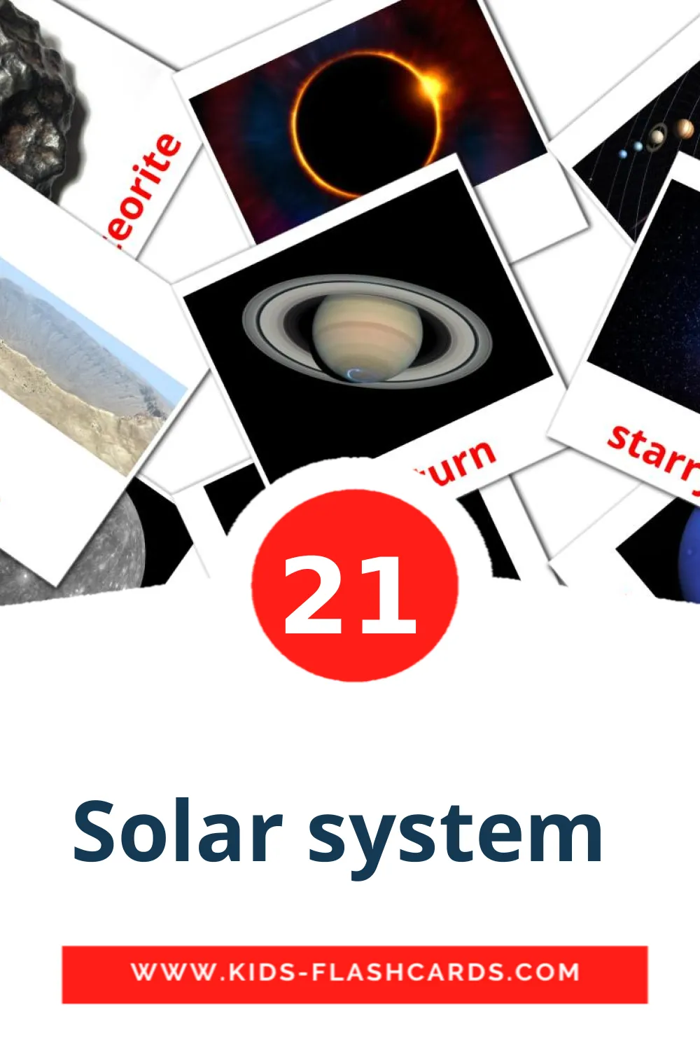 21 cartes illustrées de Solar system  pour la maternelle en telugu