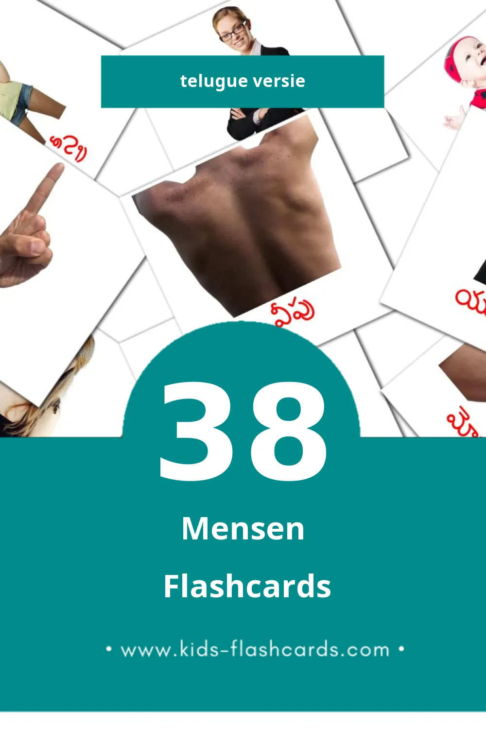 Visuele ప్రజలు Flashcards voor Kleuters (70 kaarten in het Telugu)