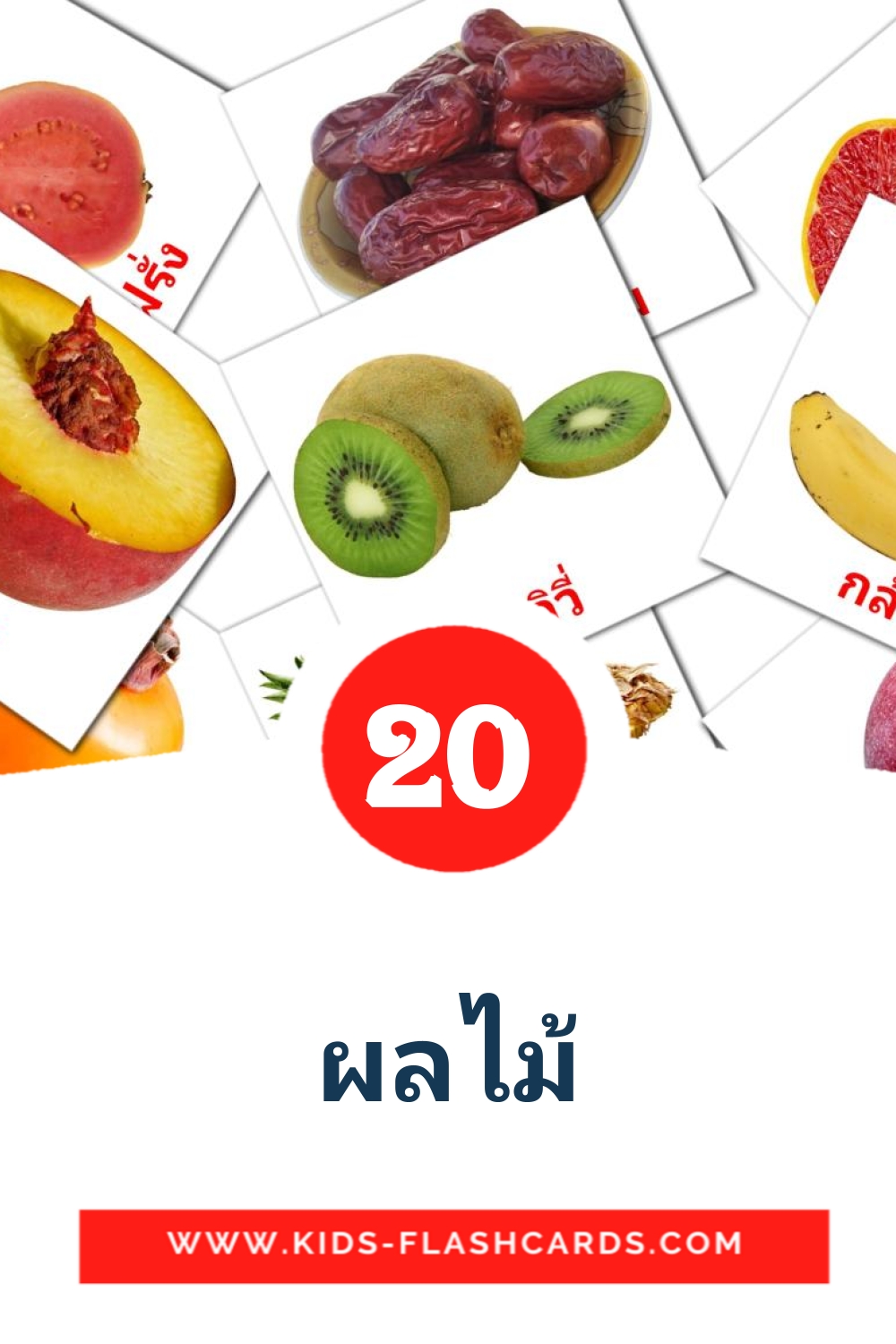 20 ผลไม้ Picture Cards for Kindergarden in thai