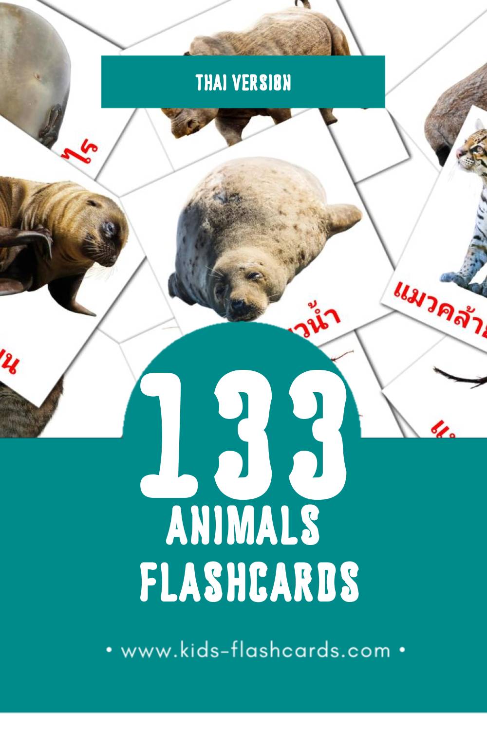 Visual สัตว์โลก Flashcards for Toddlers (133 cards in Thai)