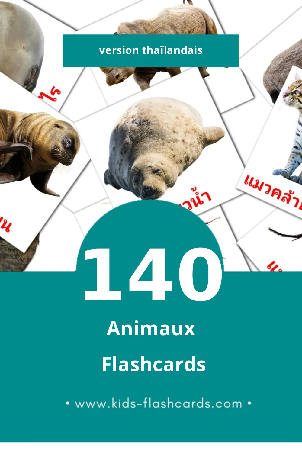 Flashcards Visual สัตว์โลก pour les tout-petits (140 cartes en Thaïlandais)