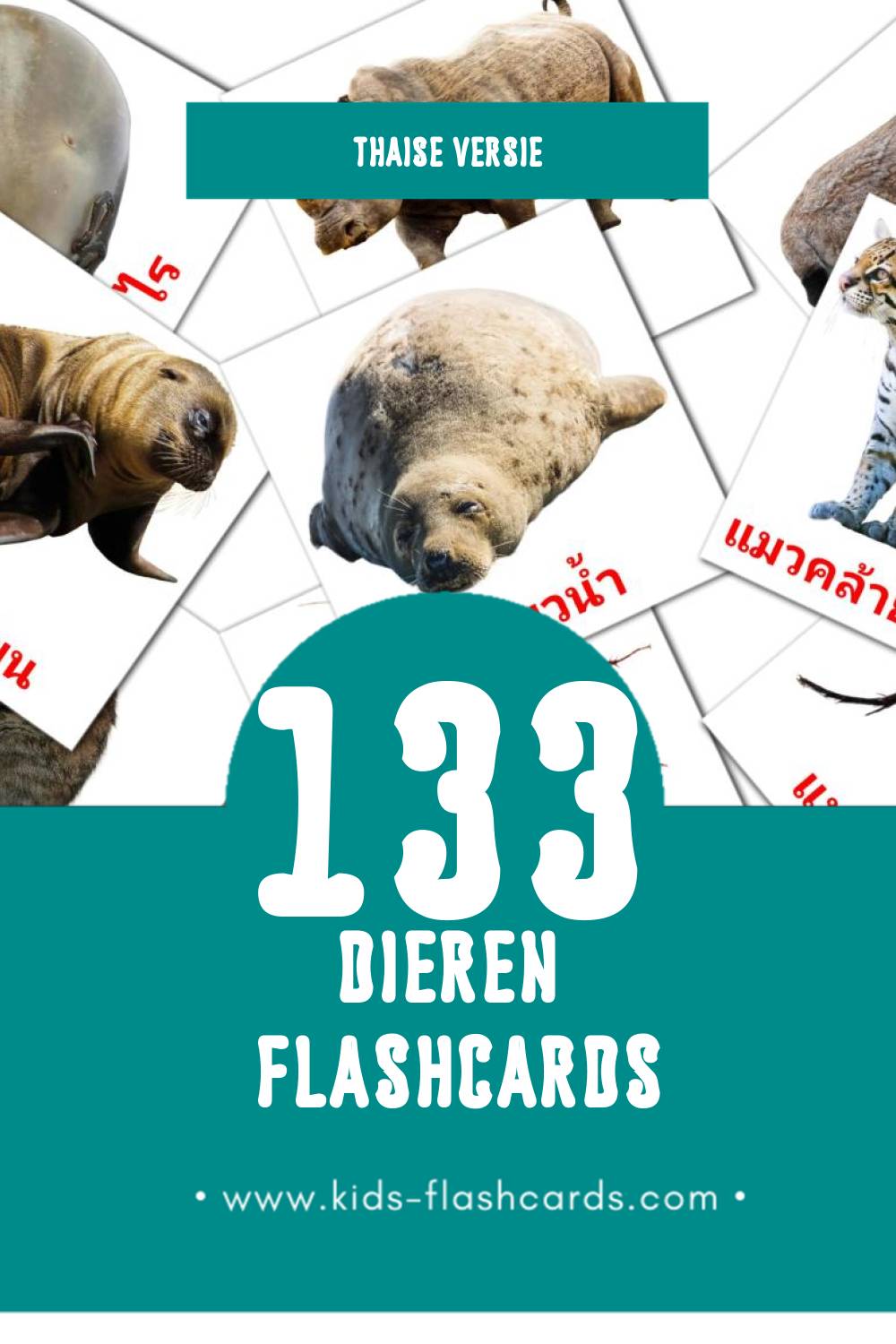 Visuele สัตว์โลก Flashcards voor Kleuters (133 kaarten in het Thais)