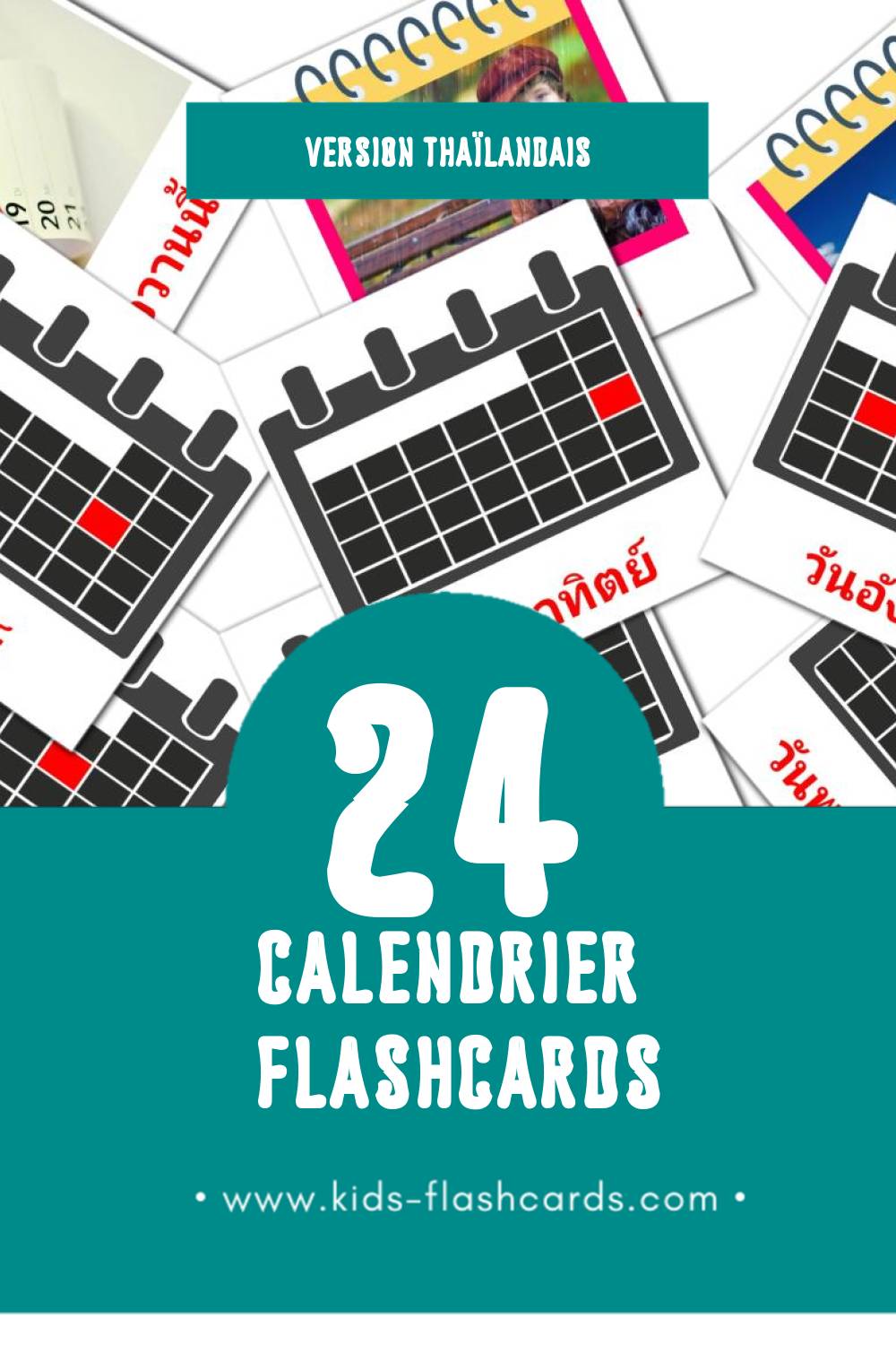 Flashcards Visual ปฏิทิน pour les tout-petits (24 cartes en Thaïlandais)