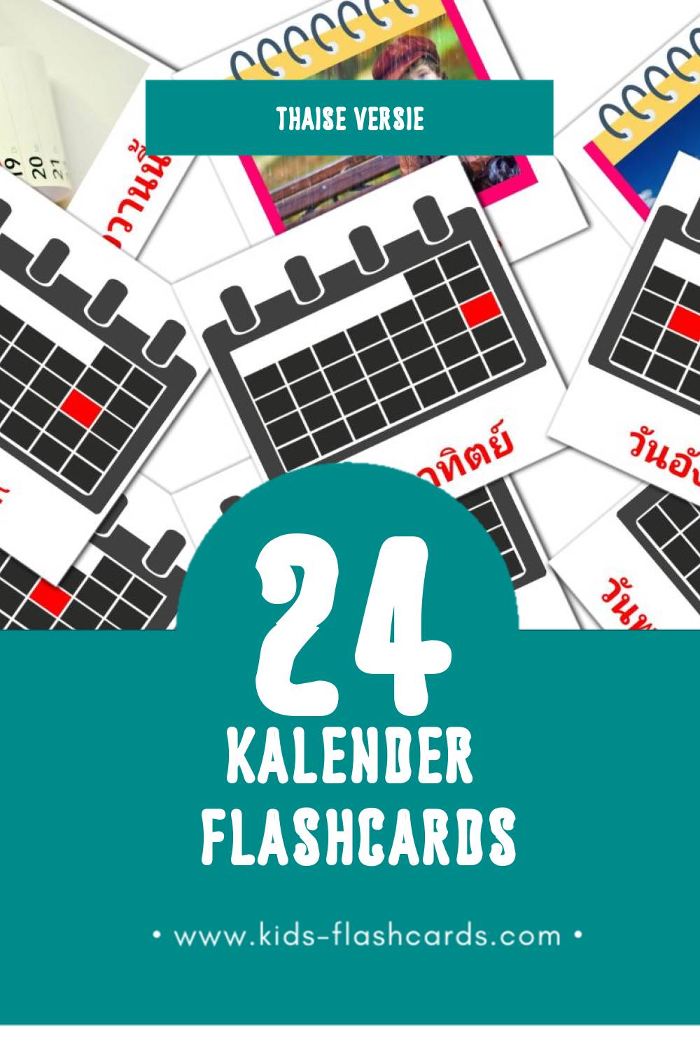 Visuele ปฏิทิน Flashcards voor Kleuters (24 kaarten in het Thais)