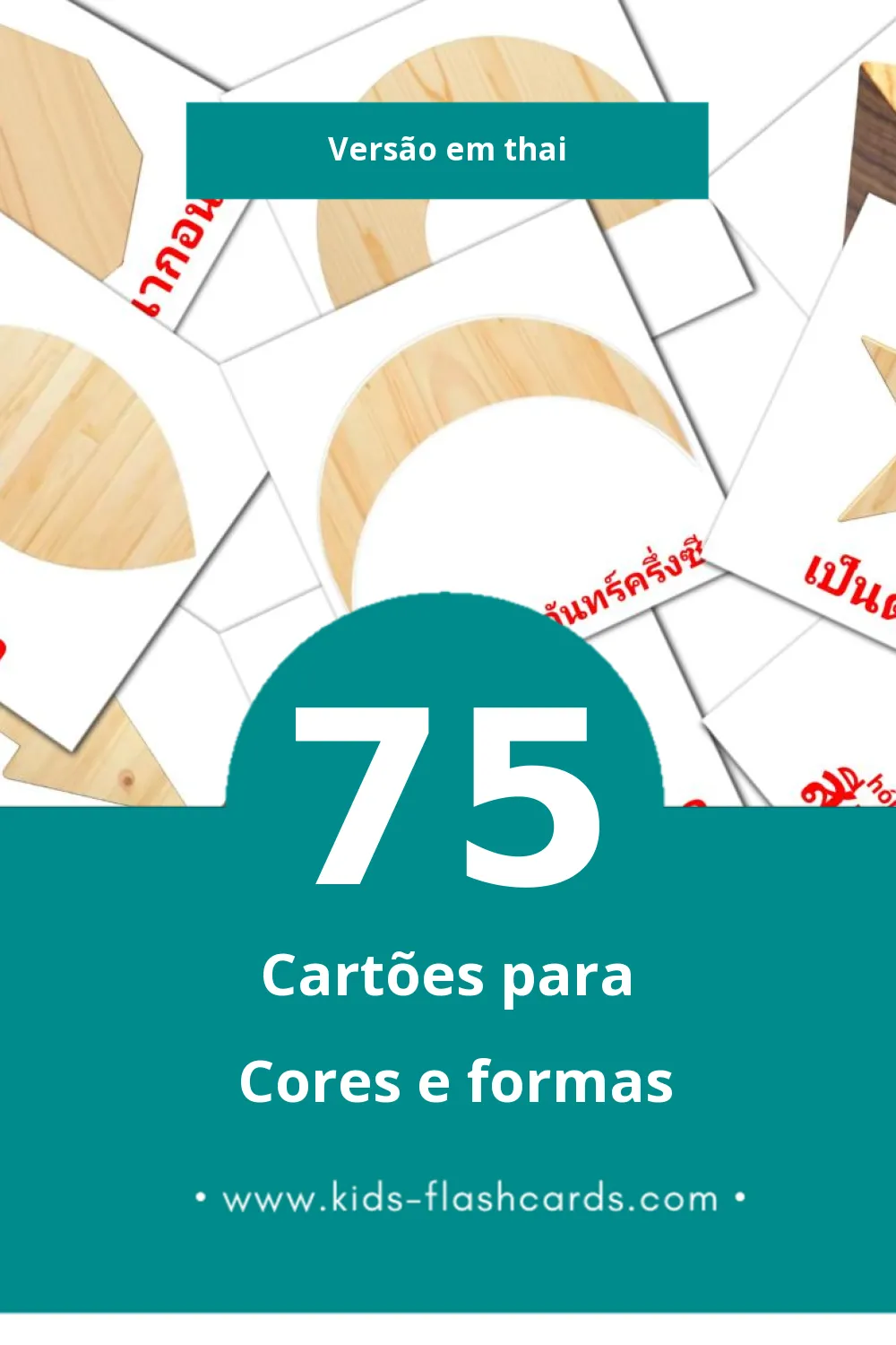 Flashcards de สี Visuais para Toddlers (75 cartões em Thai)