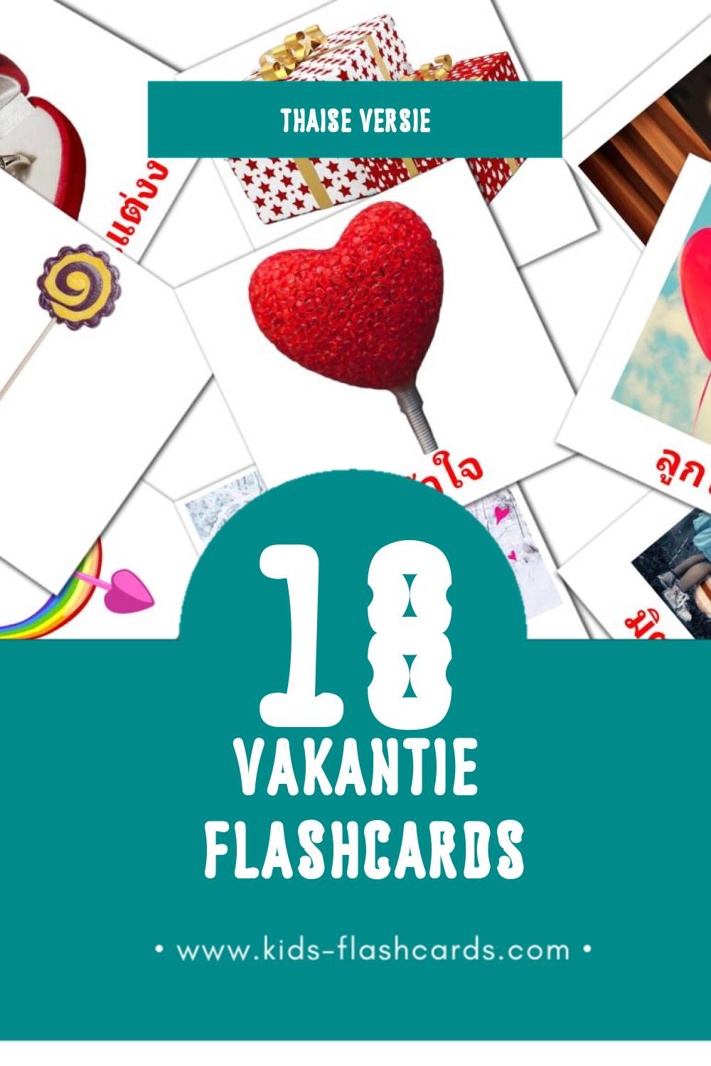 Visuele วัน หยุด Flashcards voor Kleuters (18 kaarten in het Thais)
