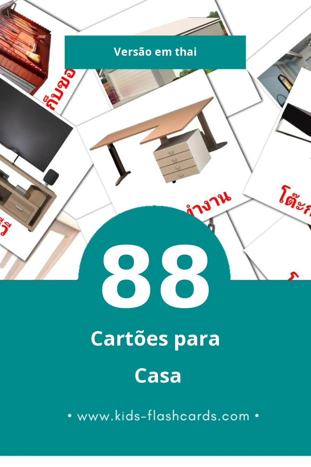 Flashcards de บ้าน Visuais para Toddlers (88 cartões em Thai)