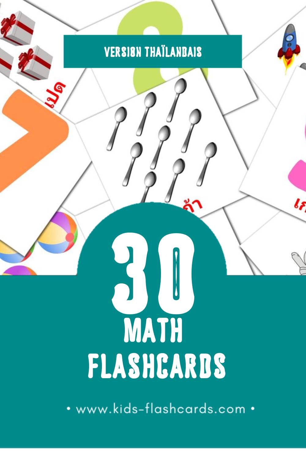 Flashcards Visual คณิตศาสตร์ pour les tout-petits (30 cartes en Thaïlandais)