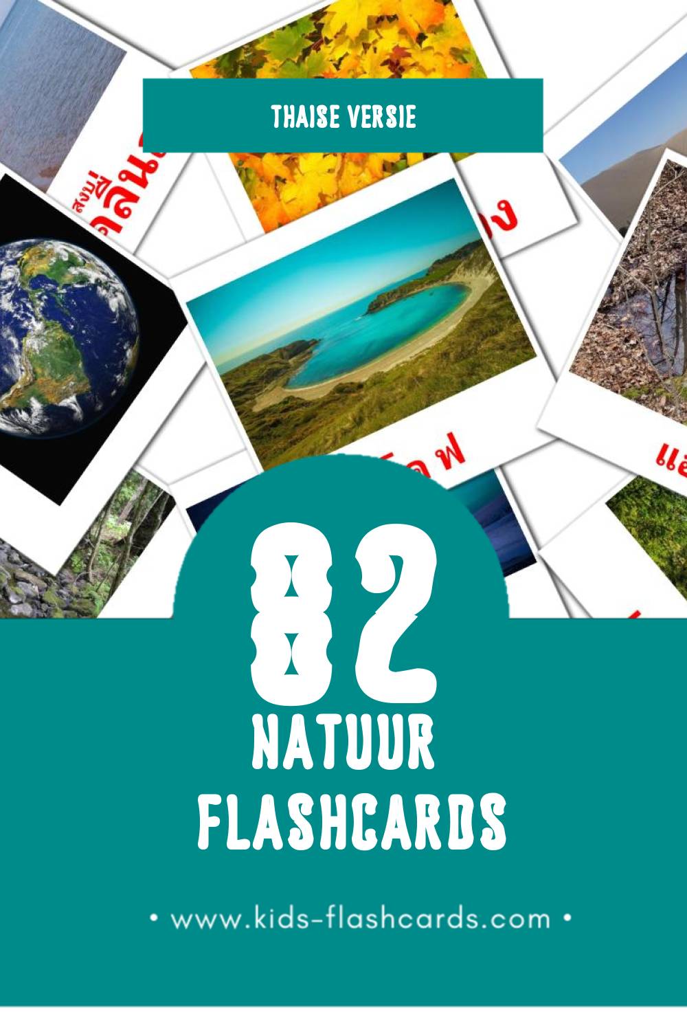 Visuele  ธรรมชาติ Flashcards voor Kleuters (82 kaarten in het Thais)