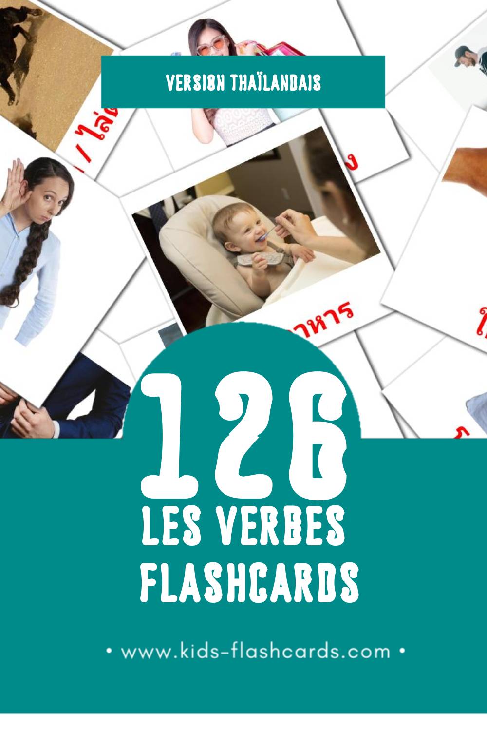 Flashcards Visual คำกริยา pour les tout-petits (109 cartes en Thaïlandais)