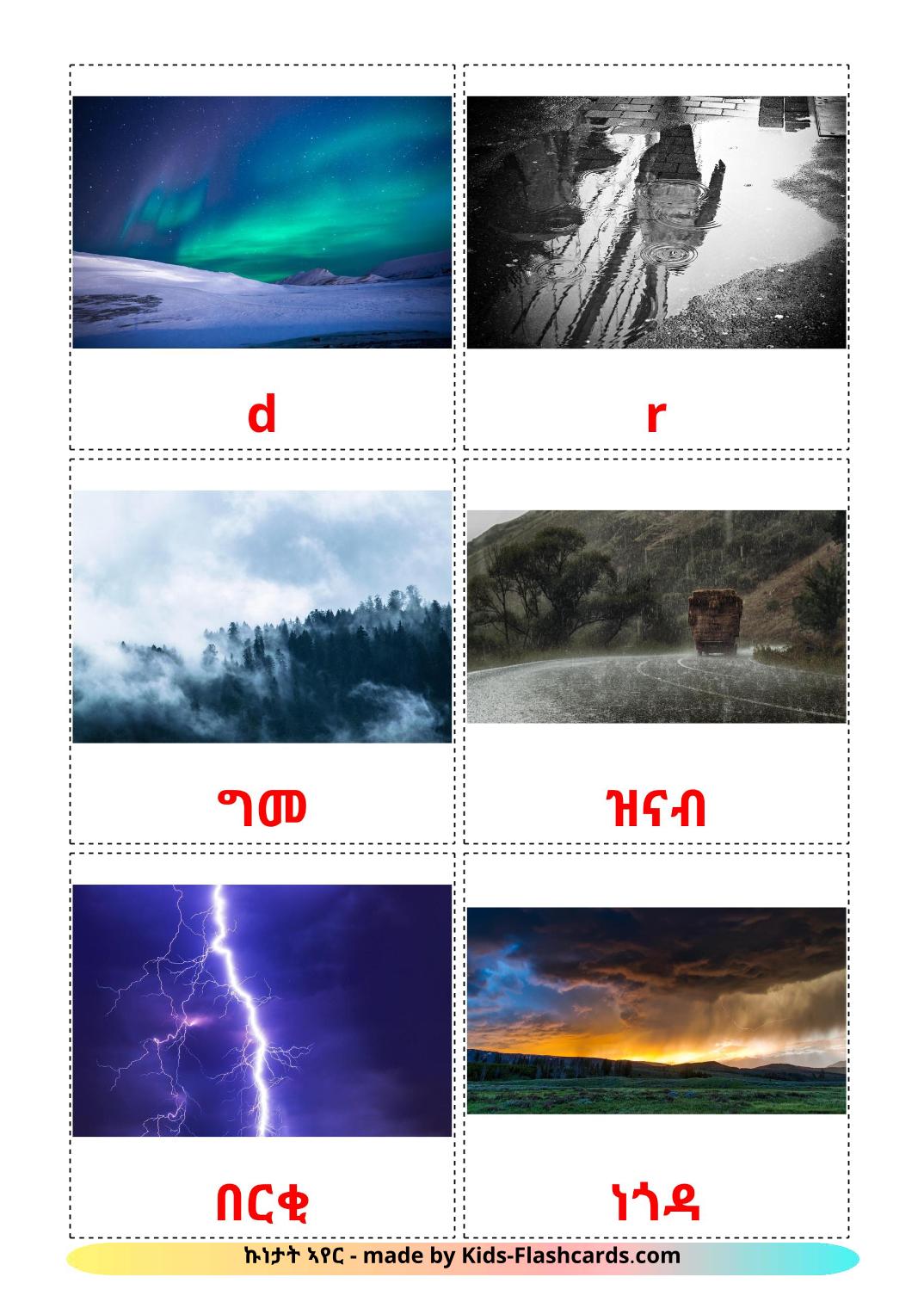 Clima - 31 Flashcards tigrigna(eritreia)es gratuitos para impressão