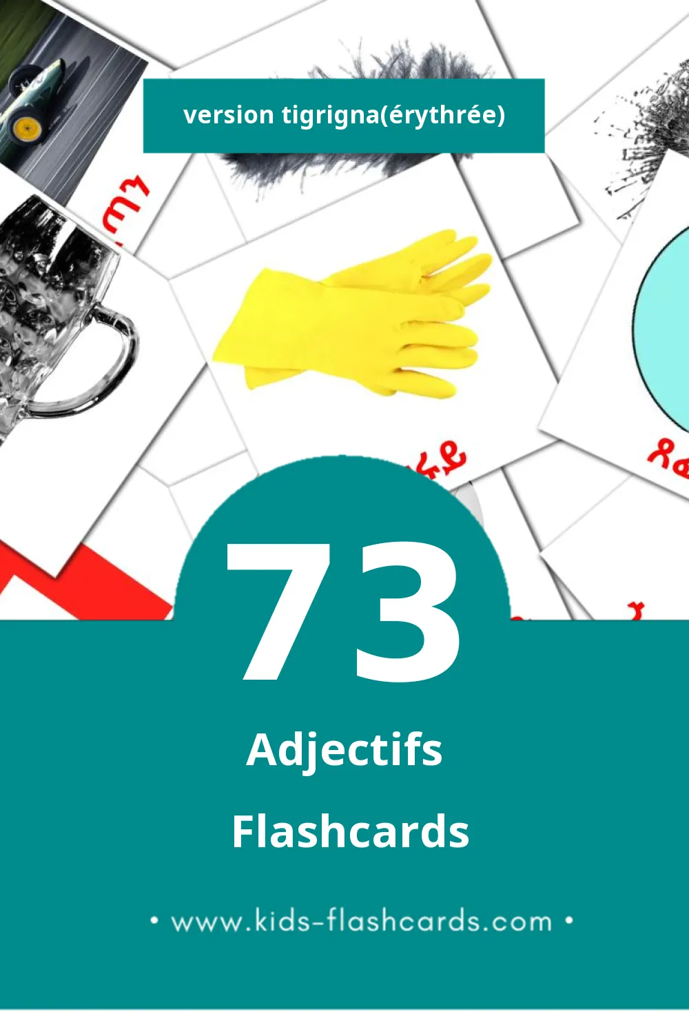 Flashcards Visual ቅጽል pour les tout-petits (73 cartes en Tigrigna(érythrée))