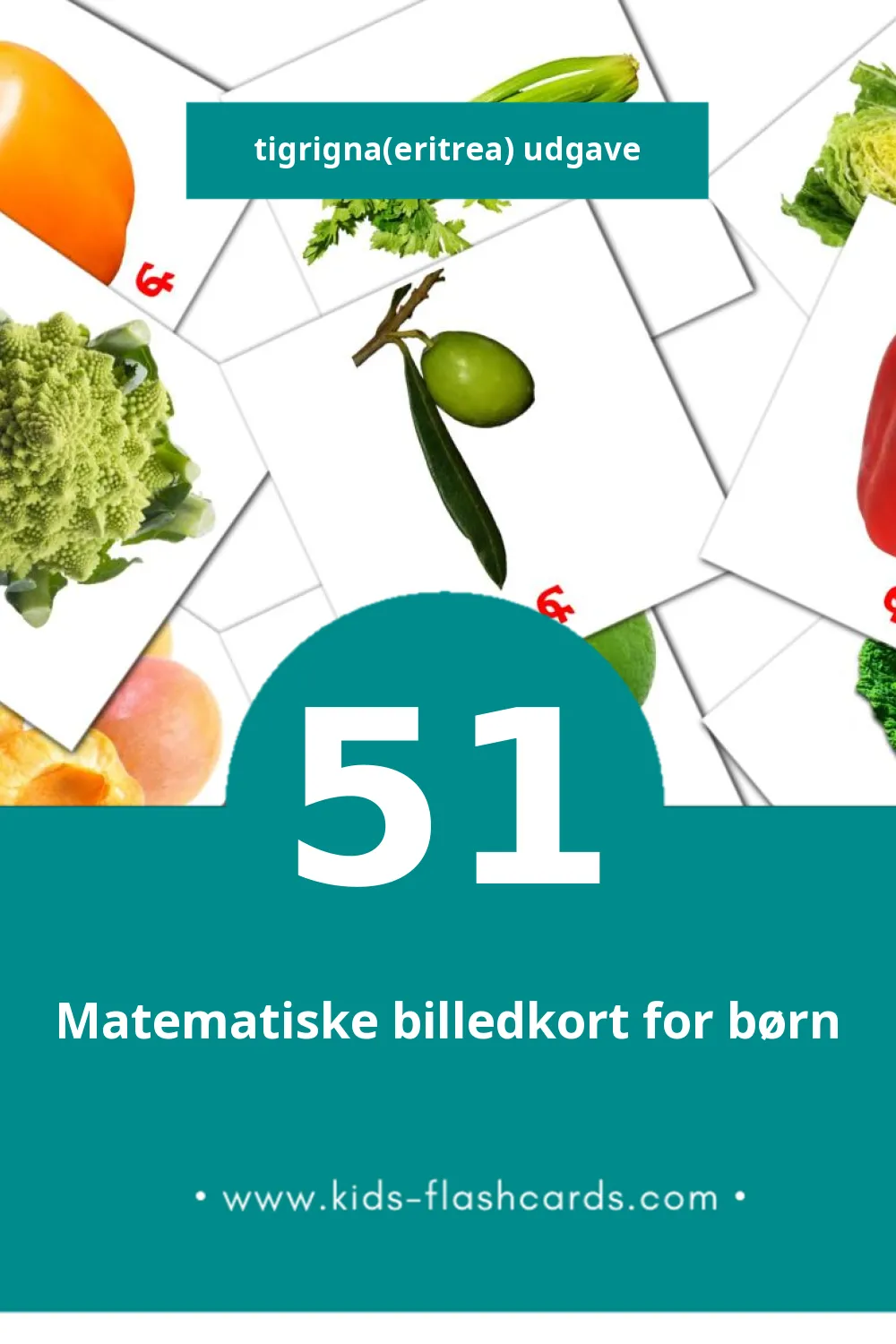 Visuelle billedkort for børn om ፍሩታታት til småbørn (51 kort på Tigrigna(eritrea))