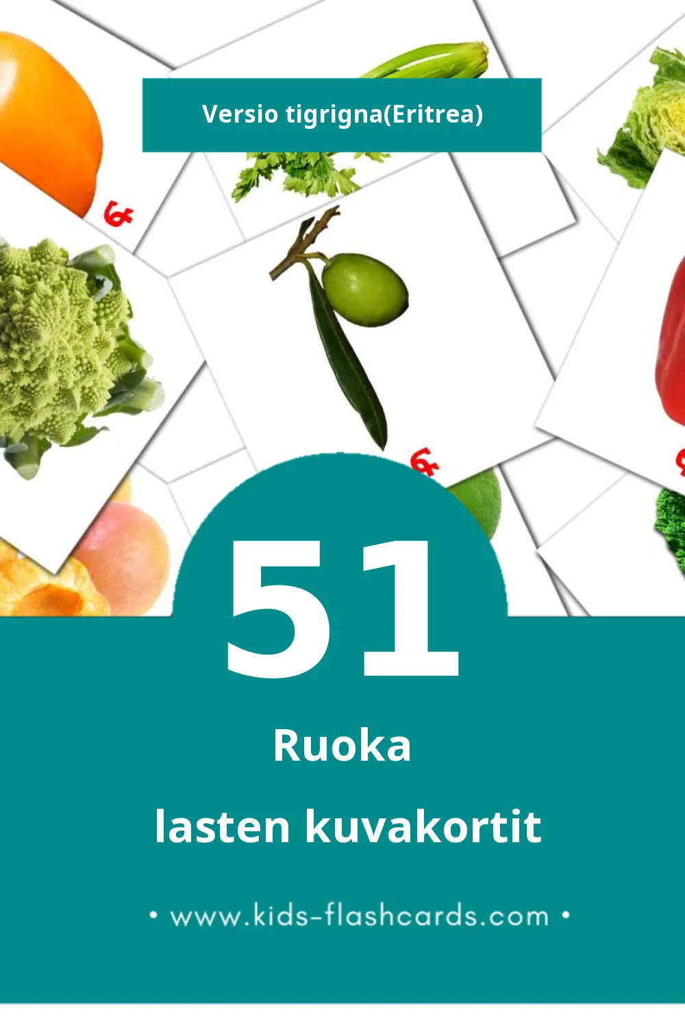 ፍሩታታት lasten kuvakortit pikkulapsille (51 korttia Tigrignaksi(Eritrea))
