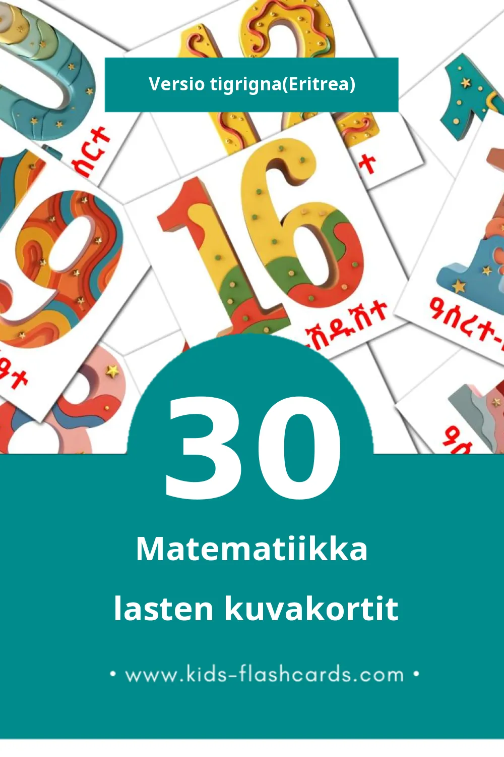 ቁጽሪ lasten kuvakortit pikkulapsille (30 korttia Tigrignaksi(Eritrea))
