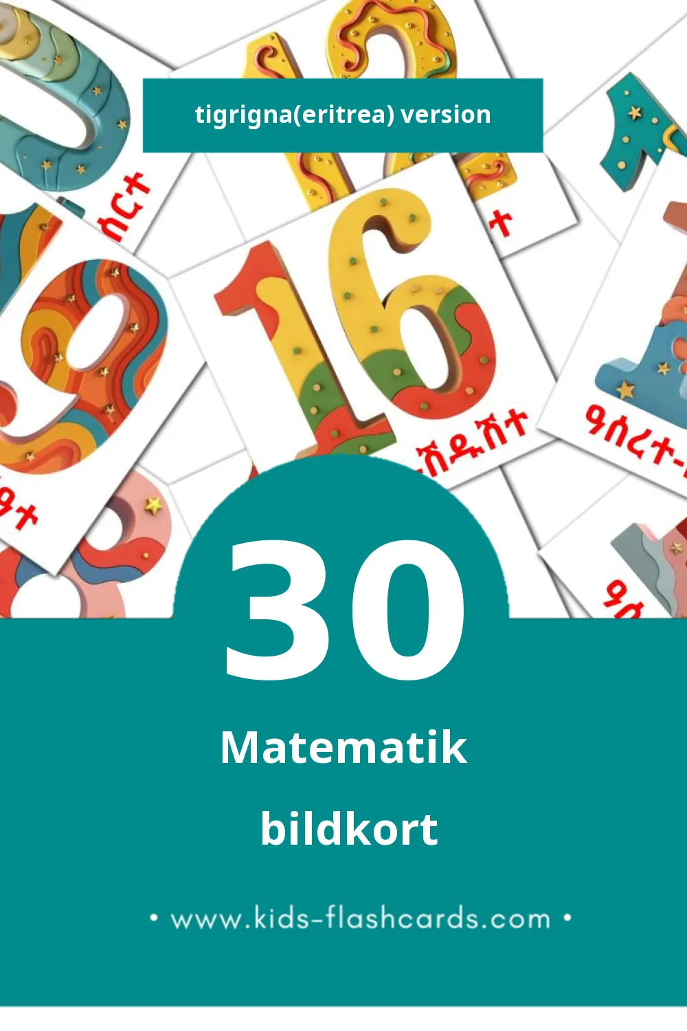 Visuella ቁጽሪ för småbarn (30 bildkort för barn på Tigrigna(eritrea))