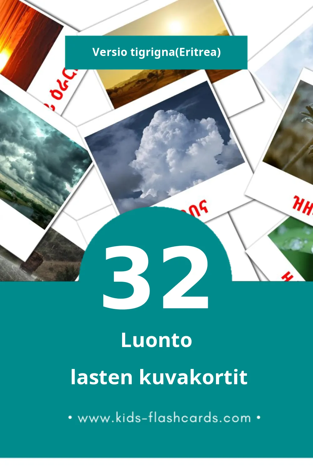 ተፈጥሮ lasten kuvakortit pikkulapsille (32 korttia Tigrignaksi(Eritrea))