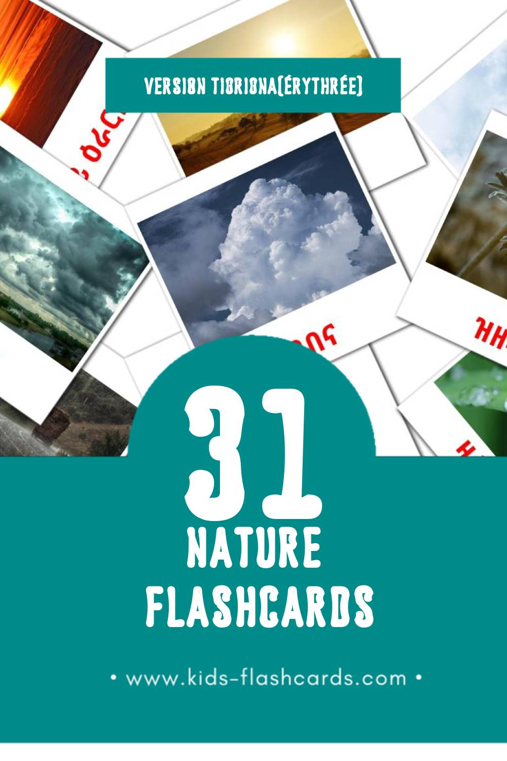 Flashcards Visual ተፈጥሮ pour les tout-petits (31 cartes en Tigrigna(érythrée))