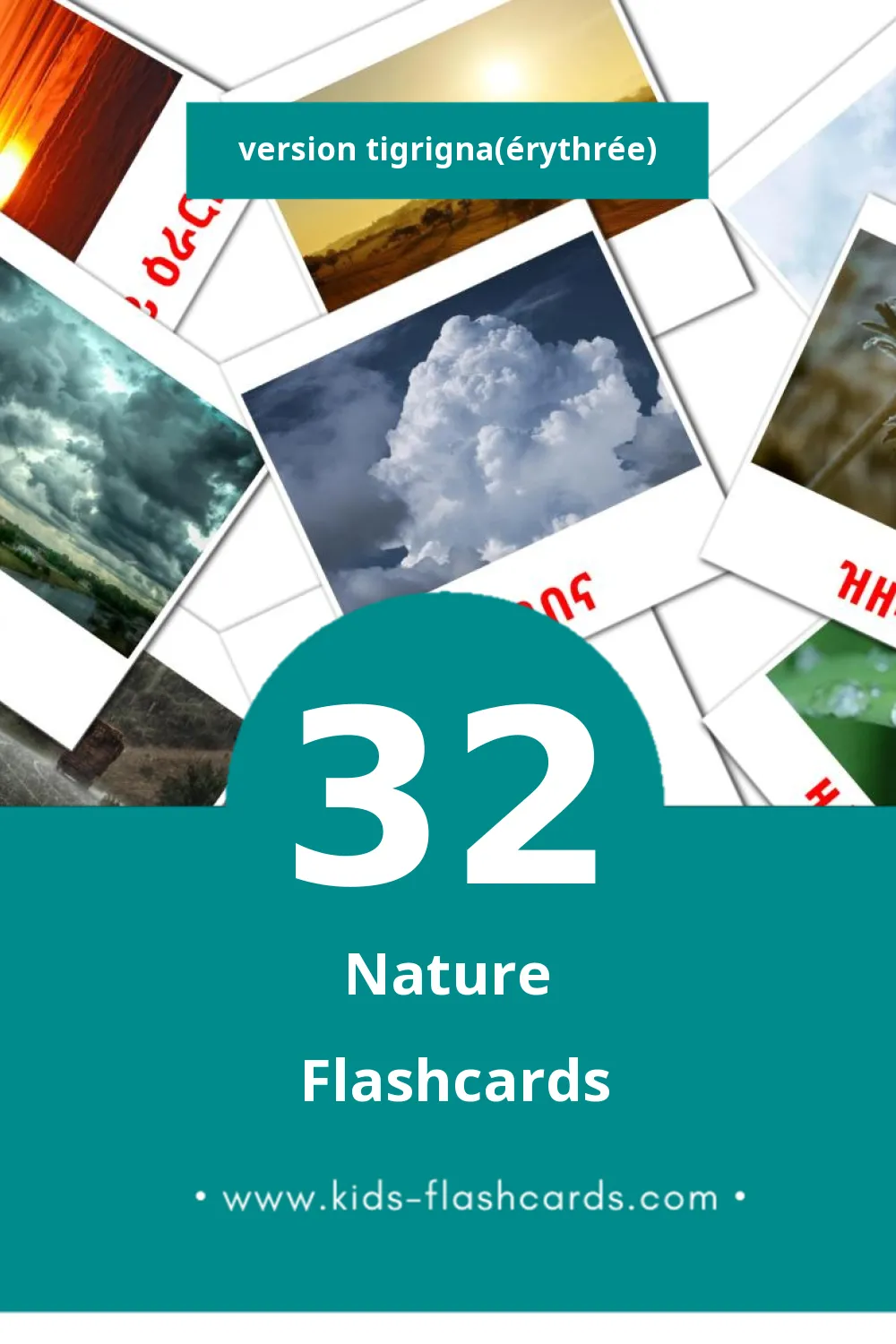 Flashcards Visual ተፈጥሮ pour les tout-petits (32 cartes en Tigrigna(érythrée))