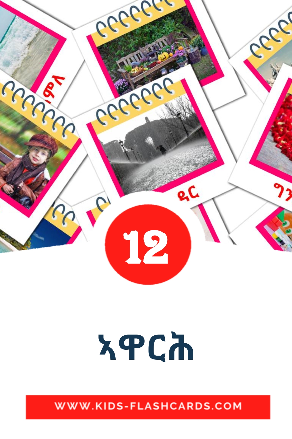 12 carte illustrate di  ኣዋርሕ  per la scuola materna in tigrigna