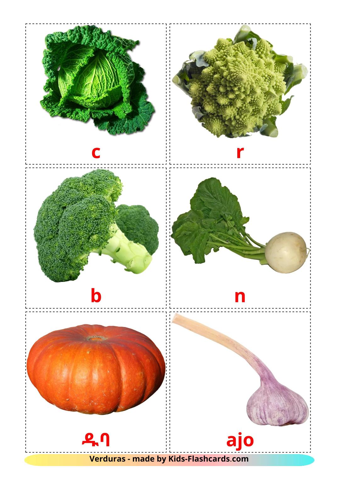 Legumes - 30 Flashcards tigrignaes gratuitos para impressão