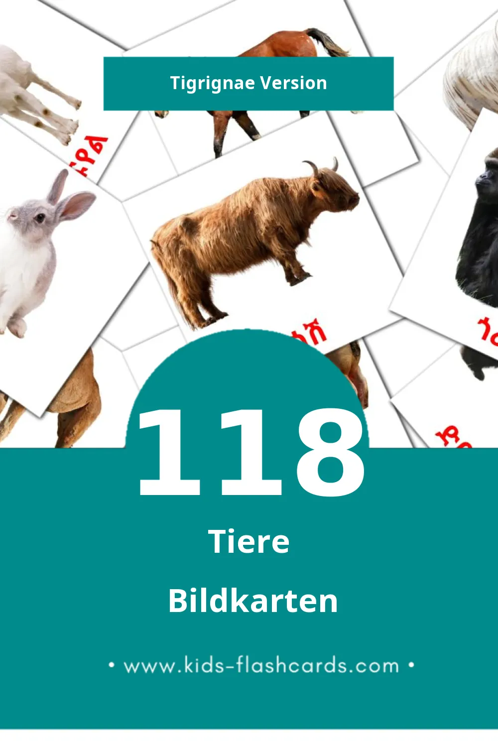 Visual እንስሳት Flashcards für Kleinkinder (118 Karten in Tigrigna)