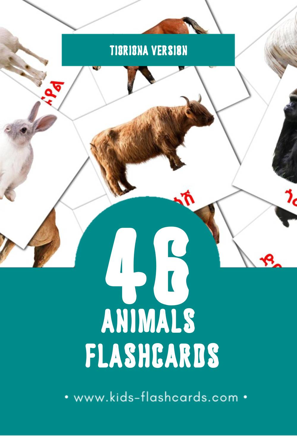 Visual እንስሳት Flashcards for Toddlers (46 cards in Tigrigna)