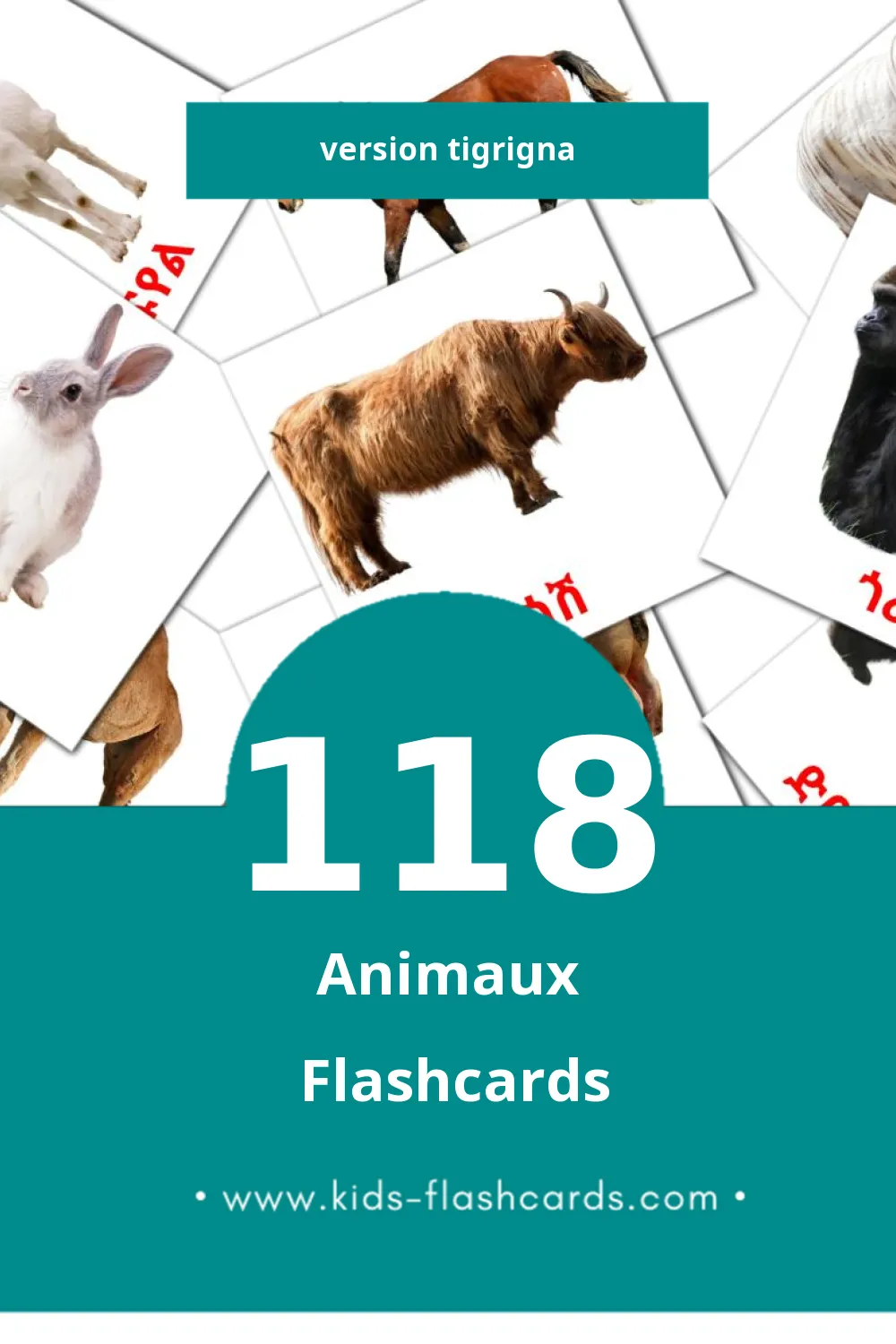 Flashcards Visual እንስሳት pour les tout-petits (118 cartes en Tigrigna)