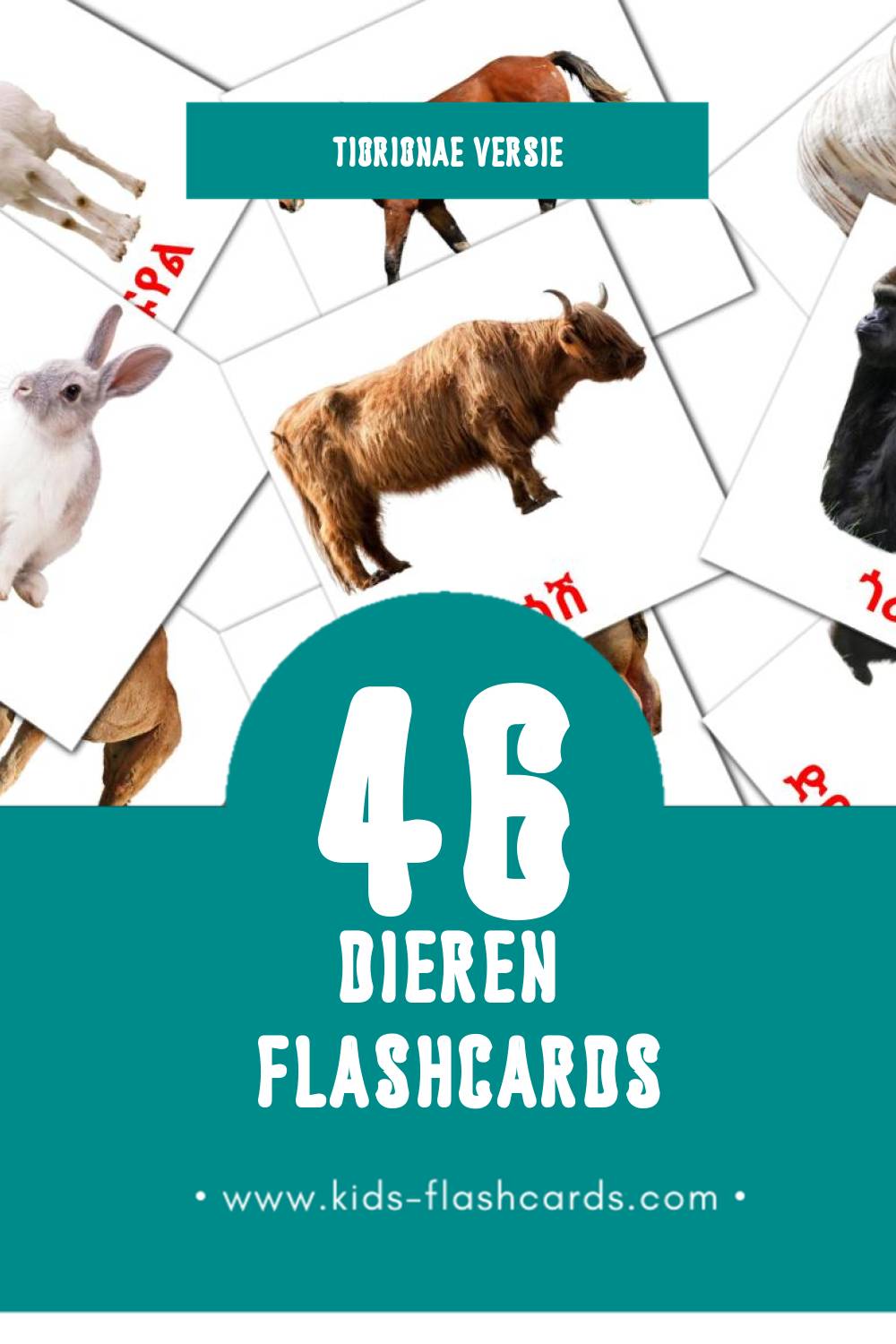 Visuele እንስሳት Flashcards voor Kleuters (112 kaarten in het Tigrigna)