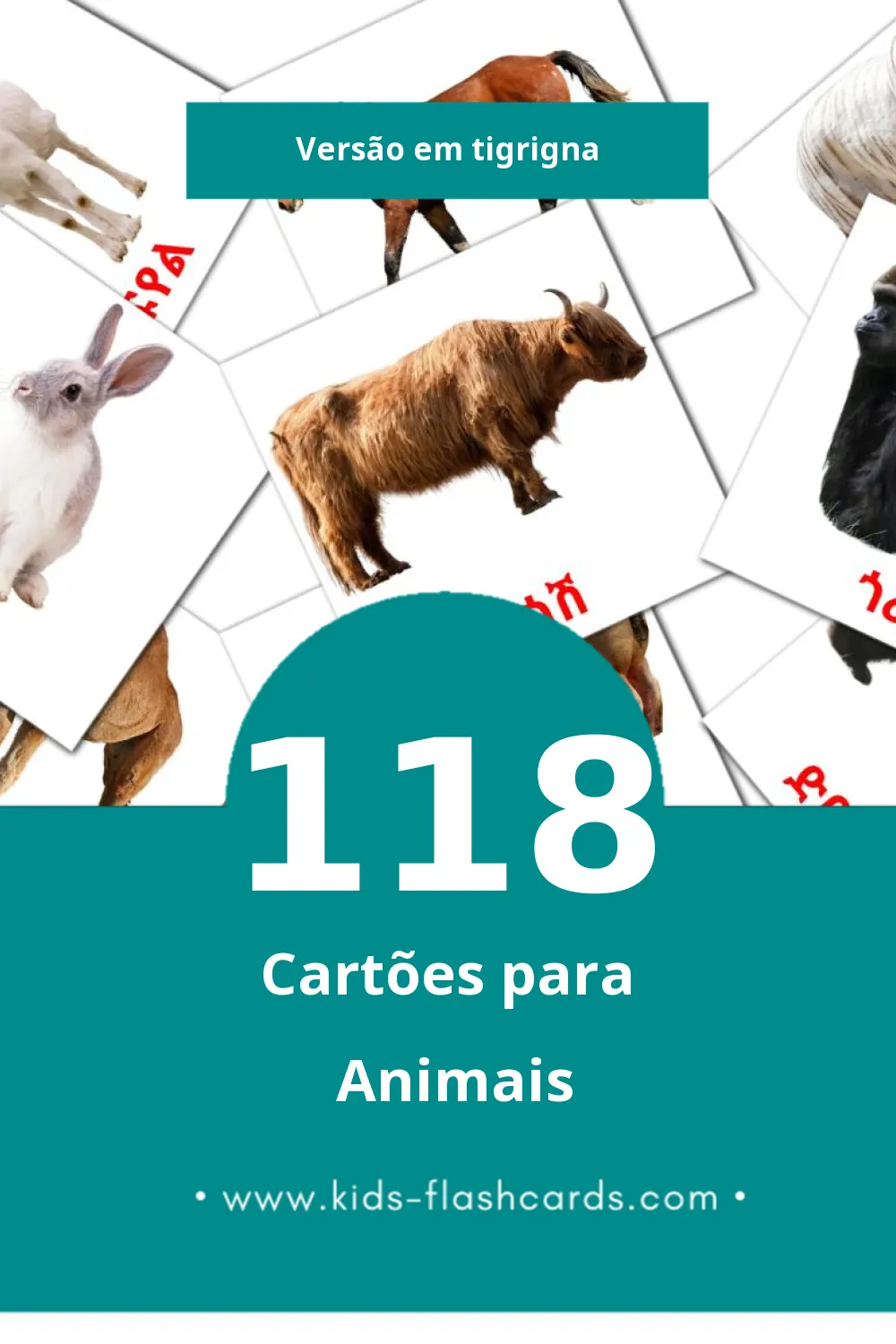 Flashcards de እንስሳት Visuais para Toddlers (118 cartões em Tigrigna)