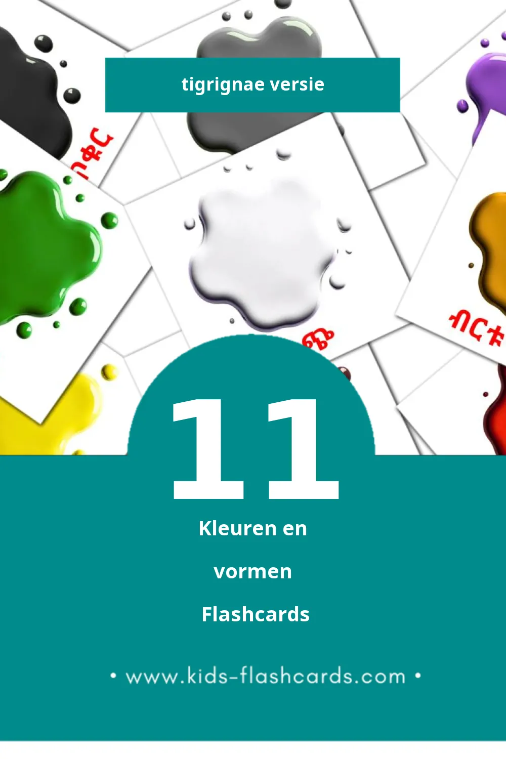 Visuele ቀለም አና ቅርጽ Flashcards voor Kleuters (11 kaarten in het Tigrigna)