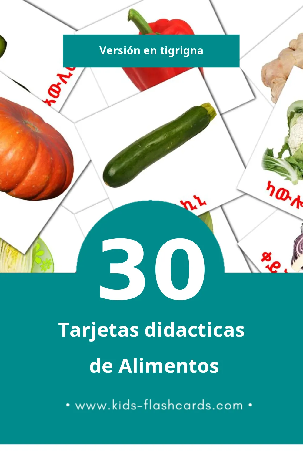 Tarjetas visuales de Alimentos para niños pequeños (30 tarjetas en Tigrigna)