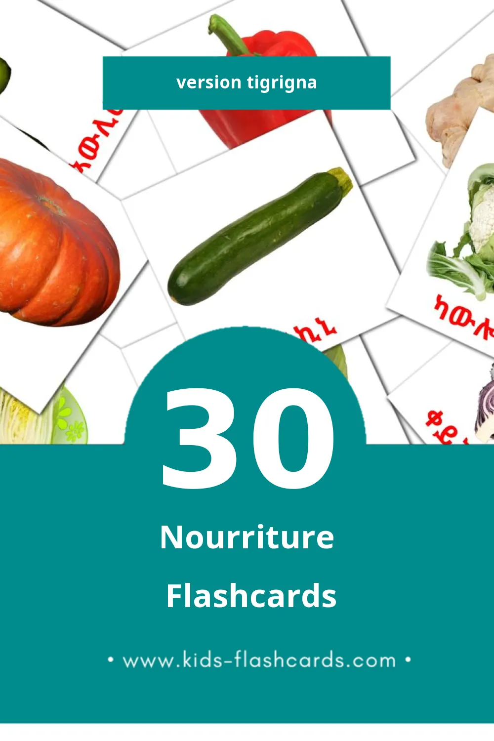 Flashcards Visual Alimentos pour les tout-petits (30 cartes en Tigrigna)