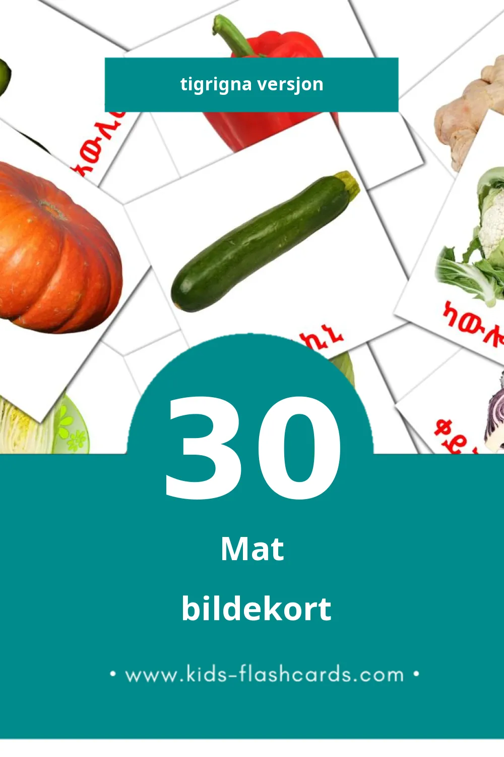 Visuelle Alimentos bildekort for småbarn (30 kort på Tigrigna)
