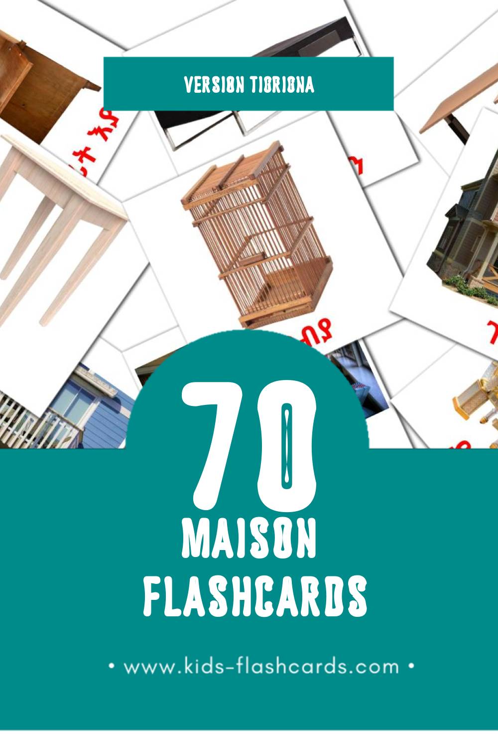Flashcards Visual ገዛ pour les tout-petits (70 cartes en Tigrigna)